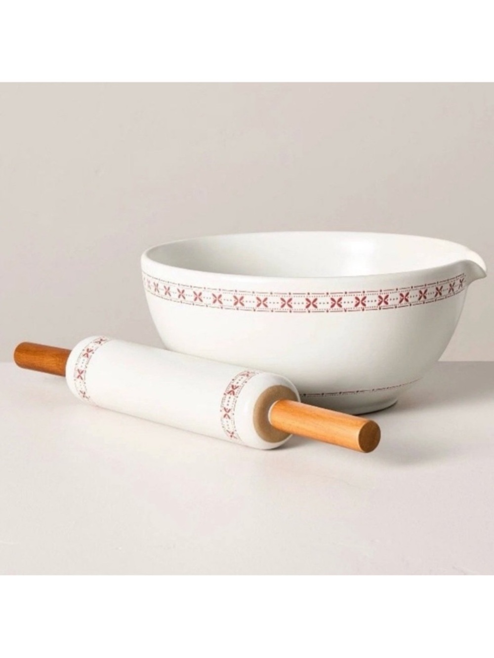 Hearth & Hand Magnolia Christmas 2024 Mixing Bowl & Rolling Pin Holiday Set NEW!